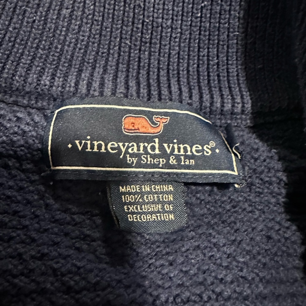 Vineyard Vines Sweater Mens Sz: L 1/4 Zip Waffle Knit Long Sleeve Blue Pullover. - Picture 9 of 11